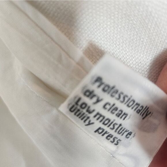 Gloria Vanderbilt 8 White LINEN Blend Embroidered Lined Women’s Skirt Suit - Picture 4 of 13